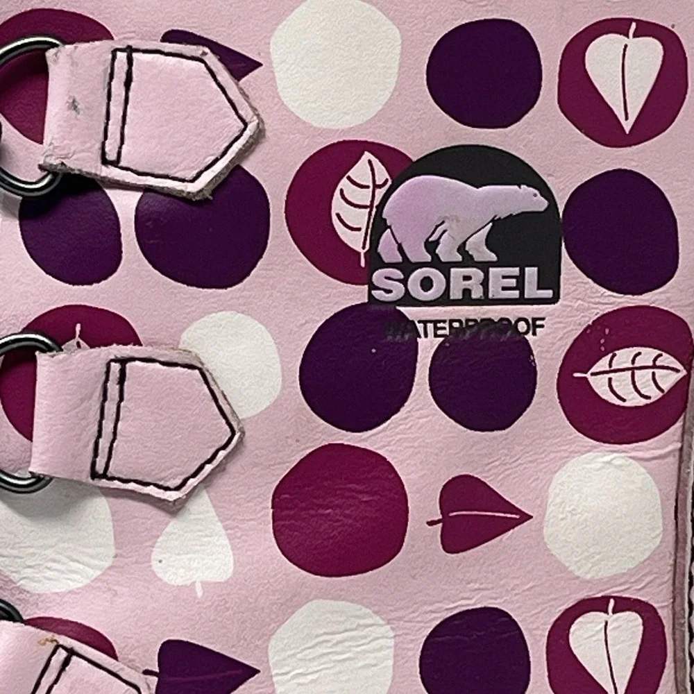 Sorel Yoot Pac Pink Purple Snowflake Waterproof Snow Boots Big Girl Youth Size 4
